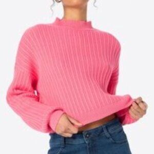 Hollister pink cropped ribbed sweater pink sz S